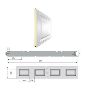 Панель 575мм Нфиленка230/Нстукко белая(RAL9003)/белая(RAL9003), 3D10F230/S00-9003/9003