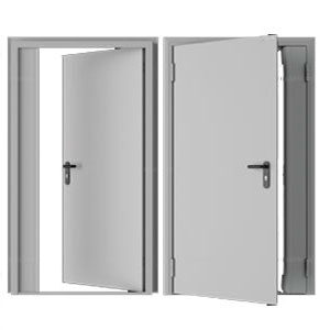 Дверь DoorHan/1250/2050/Противопож.EI60/двухств./глухая/глад./глад./RAL7035/лев./угл. рама, DPG60/1250/2050/7035/L/N