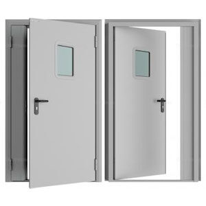Дверь DoorHan/1350/2050/Противопож.EI60/двухств./остеклен./глад./глад./RAL7035/прав./угл. рама, DPO601/1350/2050/7035/R/N