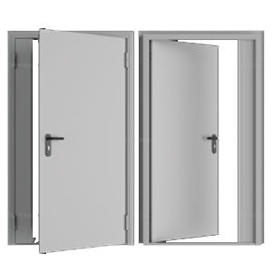 Дверь DoorHan/1950/2050/Противопож.EI60/двухств./глухая/глад./глад./RAL7035/прав./угл. рама, DPG60/1950/2050/7035/R/N