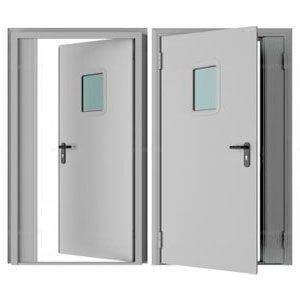 Дверь DoorHan/1450/2050/Противопож.EI60/двухств./остеклен./глад./глад./RAL7035/лев./угл. рама, DPO601/1450/2050/7035/L/N